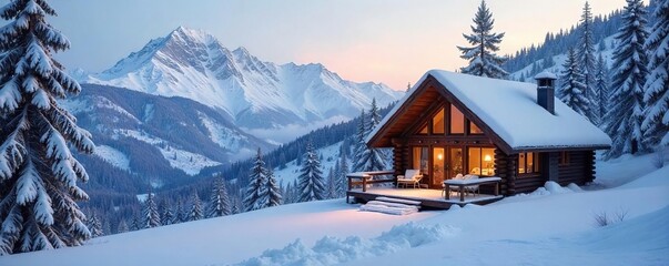Secluded Snow-Covered Cabin Retreat Stunning Mountain Views & Peaceful Winter Wonderland Escape