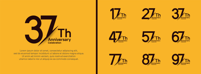 set of anniversary logo style with slash. vector design black color for celebration