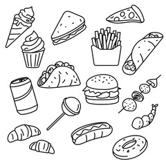 Minimalist Black and White Fast Food Set