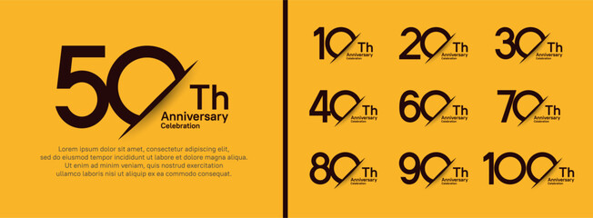 set of anniversary logo style with slash. vector design black color for celebration