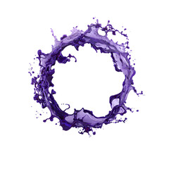Dynamic Purple Water Splash Forming Circular Shape Against Black Backdrop Composition