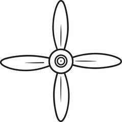 Propeller Silhouette Black Vector Graphic Template for Mechanical and Industrial Use