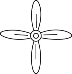 Propeller Silhouette Black Vector Graphic Template for Mechanical and Industrial Use