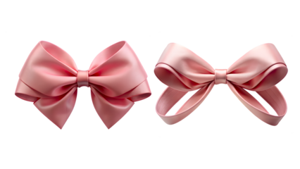 Pink bow isolated on white background (PNG)