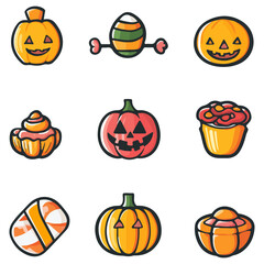 halloween candys, candys, food, dessert, halloween, festival, vector, transparent background, halloween candy set, icon, celebration, october, decoration, icons, season