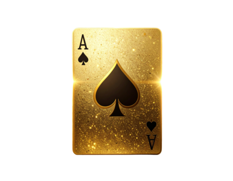 Golden Ace of Spades with Black Background and Sparkling Accents, Premium Casino Design, isolated