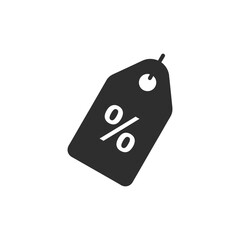 Illustration of price tag icon and symbol with percentage sign representing discount for shopping event design