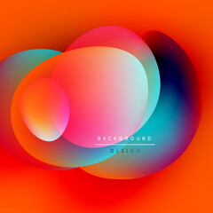 Vibrant overlapping circles create abstract background. Colors blend, forming smooth gradients. Modern design element.