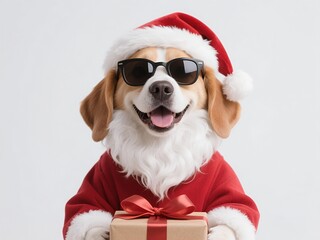 Dog in Santa costume