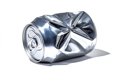 Crushed aluminum can on white background (16)