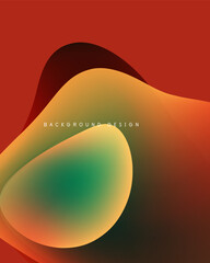 Abstract fluid shapes overlap. Warm colors dominate, creating dynamic visual effect. Text reads background design. Smooth gradients present.