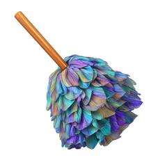 Whimsical abstract feather duster on black background adds playful touch