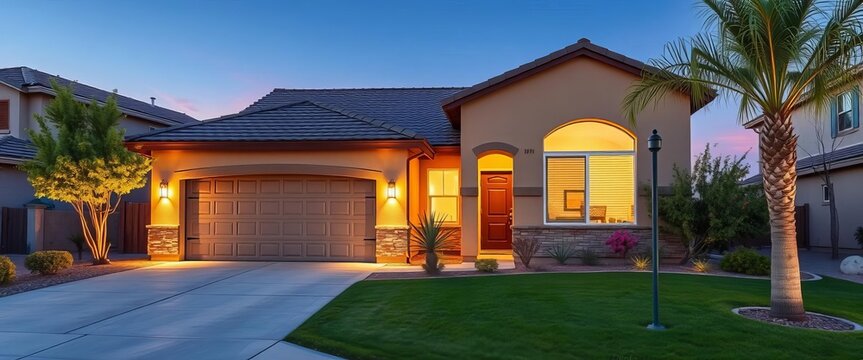 Modern Menifee, CA single-family home exterior, contemporary, Mediterranean