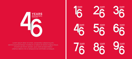 set of anniversary logo style. vector design white color for celebration