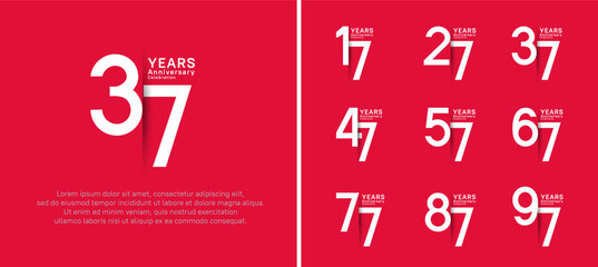 set of anniversary logo style. vector design white color for celebration