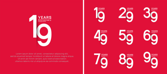 set of anniversary logo style. vector design white color for celebration