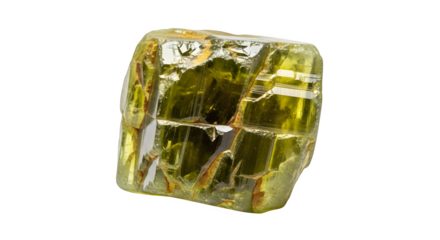 Uncut peridot gemstone isolated on transparent background, a magnesiumrich olivine mineral with a vibrant green hue, showcasing its natural beauty