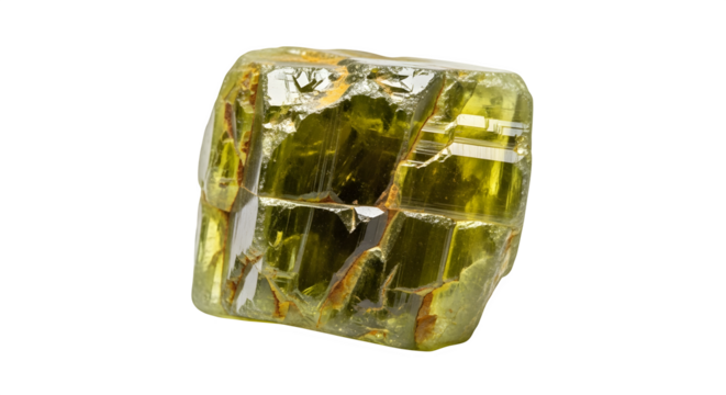 Uncut peridot gemstone isolated on transparent background, a magnesiumrich olivine mineral with a vibrant green hue, showcasing its natural beauty