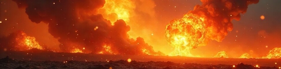 Fiery orange and yellow fireball explosion background with swirling smoke and glowing embers, perfect for fantasy or apocalyptic themes , vibrant, background