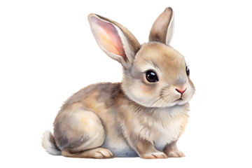 Adorable Watercolor Bunny Illustration on Black Background Perfect for Easter and Spring