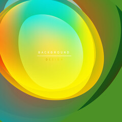 Abstract vibrant layers create flowing circular design. Colors blend, offering smooth gradients, modern aesthetic.