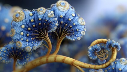 Detailed close-up of intricate,  floral fractal structures