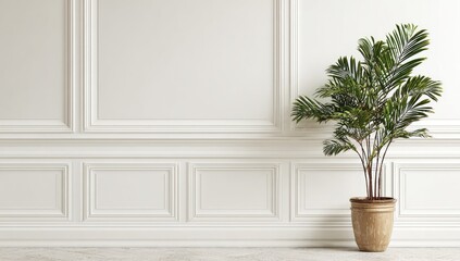 Elegant white room with a plant