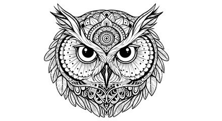 Obraz premium Owl head tribal mandala design black vector illustration
