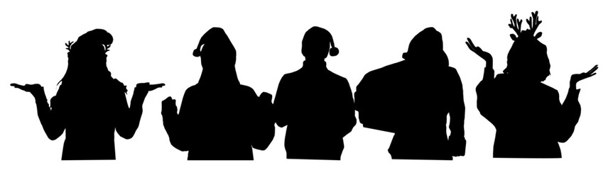 vector silhouette of a christmas people