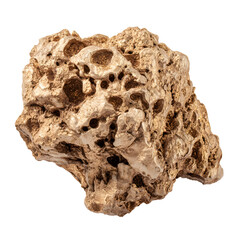 Close-up of porous rock formation against a dark background emphasizing texture and detail