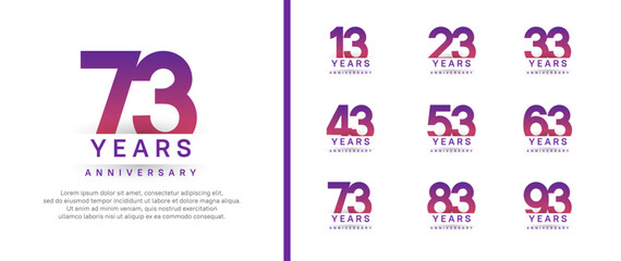 set of anniversary logo style. vector design purple color for celebration