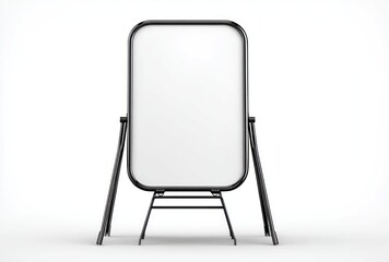 A-frame sign with black borders & legs on a white background. The board is blank and white