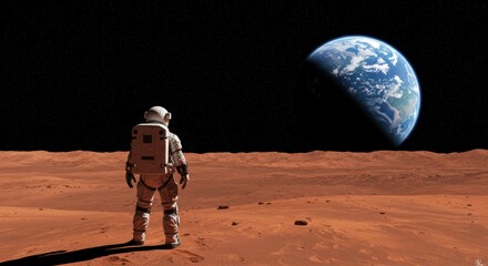 Astronaut explores a distant planet gazing back at Earth a stunning view of space and our home world