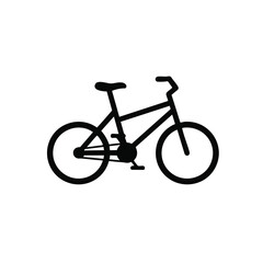 A simple black silhouette icon of a classic bicycle on a plain white background.
