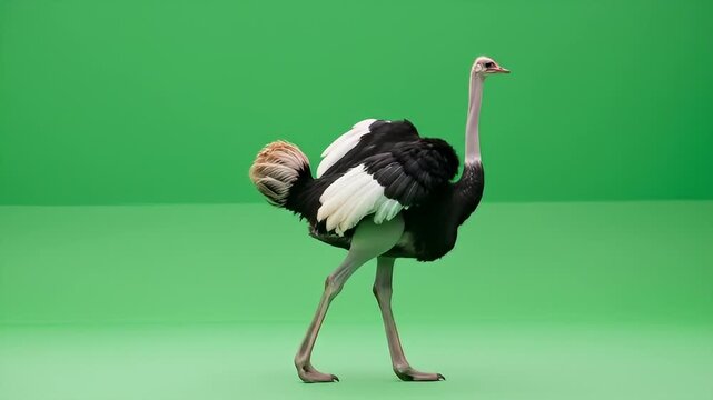 Ostrich walking with feathers visible