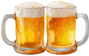 can't perfect toast of two beer mugs isolated on transparent background.png
