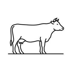 Cow Line Art Vector | Farm Animal Outline Illustration | Minimalist Dairy Cow Drawing