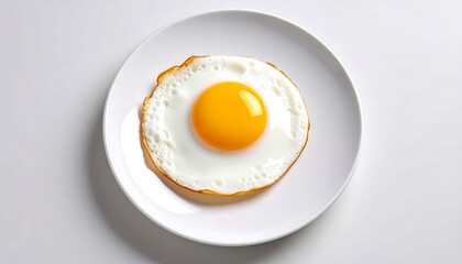 Sunnysideup fried egg on white plate with isolated on white background, and breakfast.