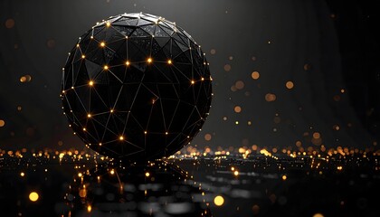 image of a sphere with glowing lights on a black background