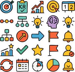 Colorful Business and Productivity Icons Set.