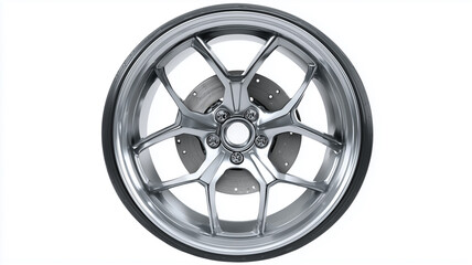 Obraz premium Silver alloy wheel with transparent background