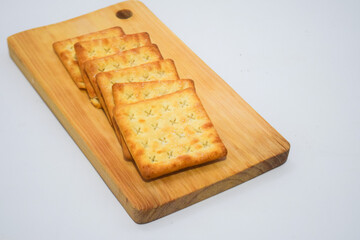 Gabin biscuits are flat, square-shaped biscuits. Savoury biscuits are called crackers