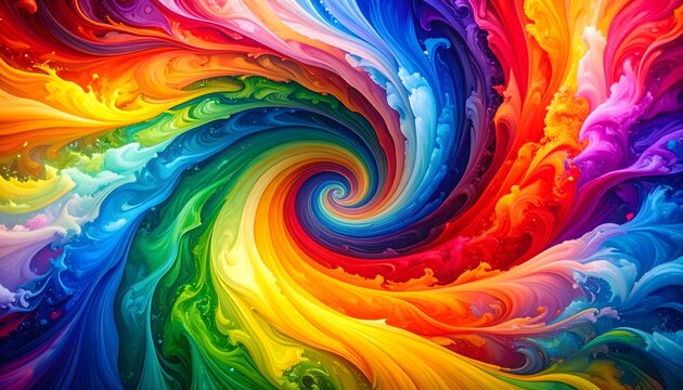 a colorful swirl of paint with many colors