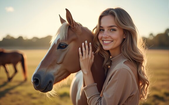 Composition of celebrate animals this world animal day text over horses and caucasian girls. High quality - Powered by Adobe