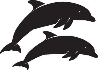 Fototapeta premium Minimalist Black and White Dolphin Pair Illustration