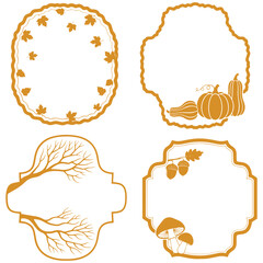 Autumn frames featuring pumpkins leaves acorns and branches for seasonal design