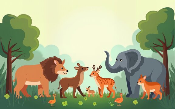 World Wildlife Day Vector Illustration on March 3 with Various a Animals to Protection Animal and Preserve Their Habitat in Forest in Flat Background. High quality