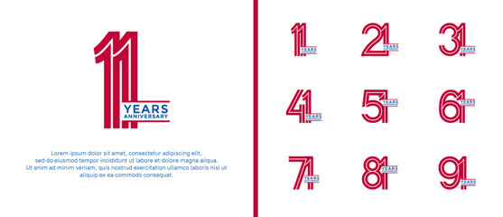 anniversary vector logo set, red color can be use for celebration