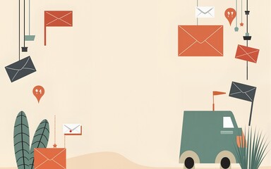 Social media post template design. World Post day template with envelope design. High quality