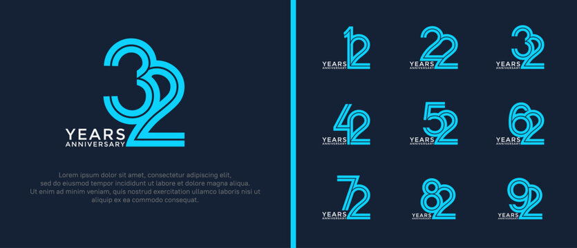 anniversary vector logo set, blue and white color can be use for celebration